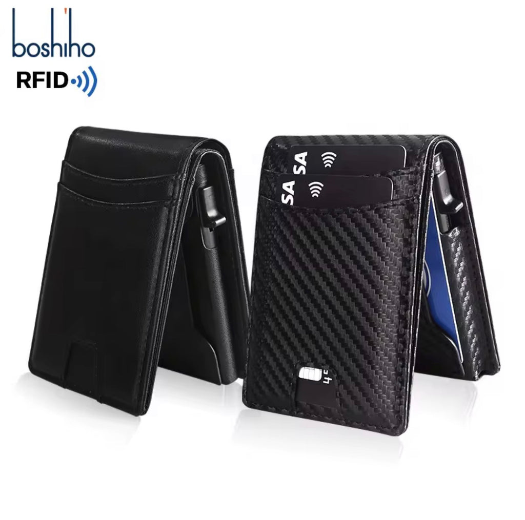 Carbon Fiber Trifold Magnetic Credit Card Wallet