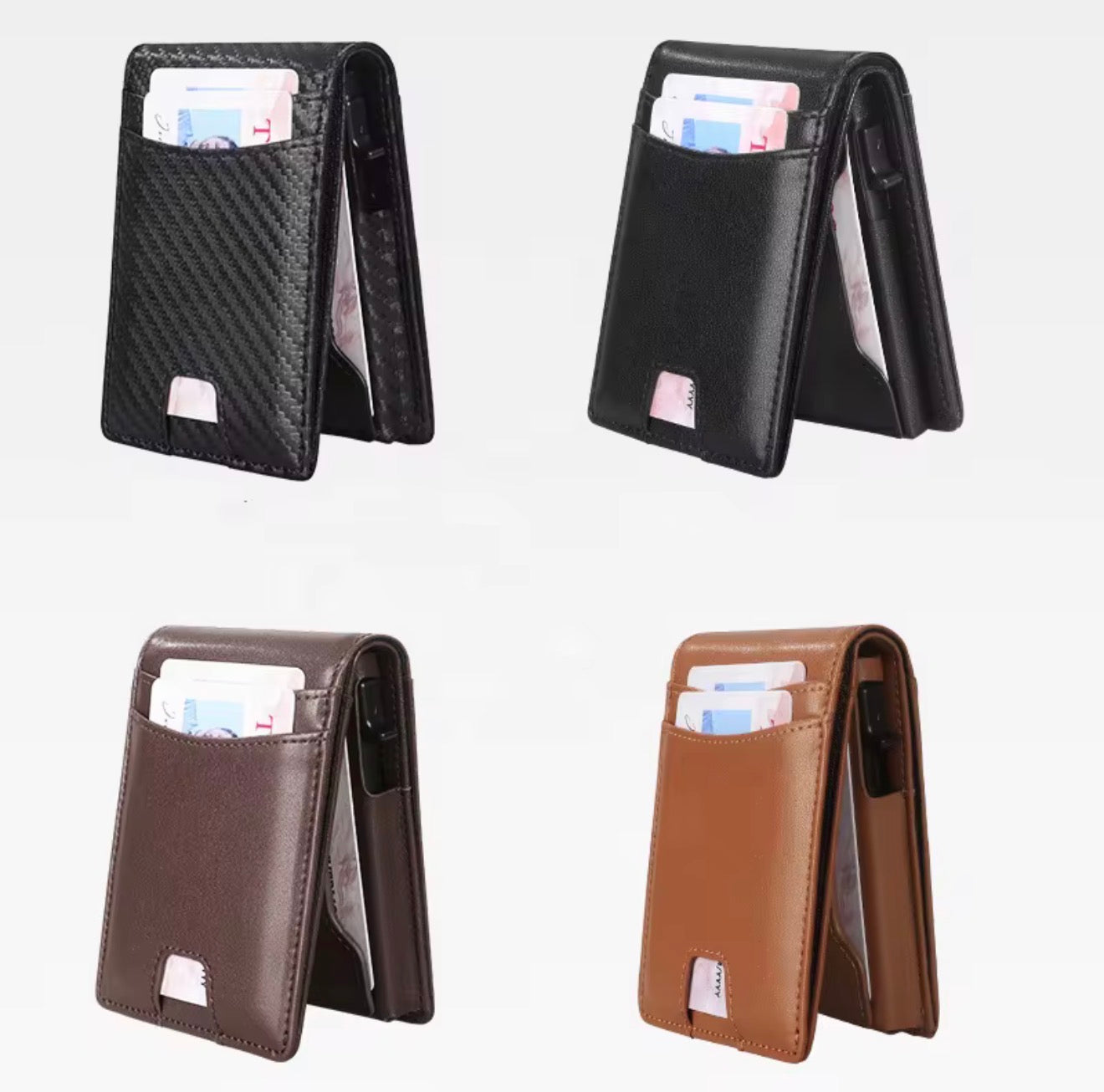 Carbon Fiber Trifold Magnetic Credit Card Wallet