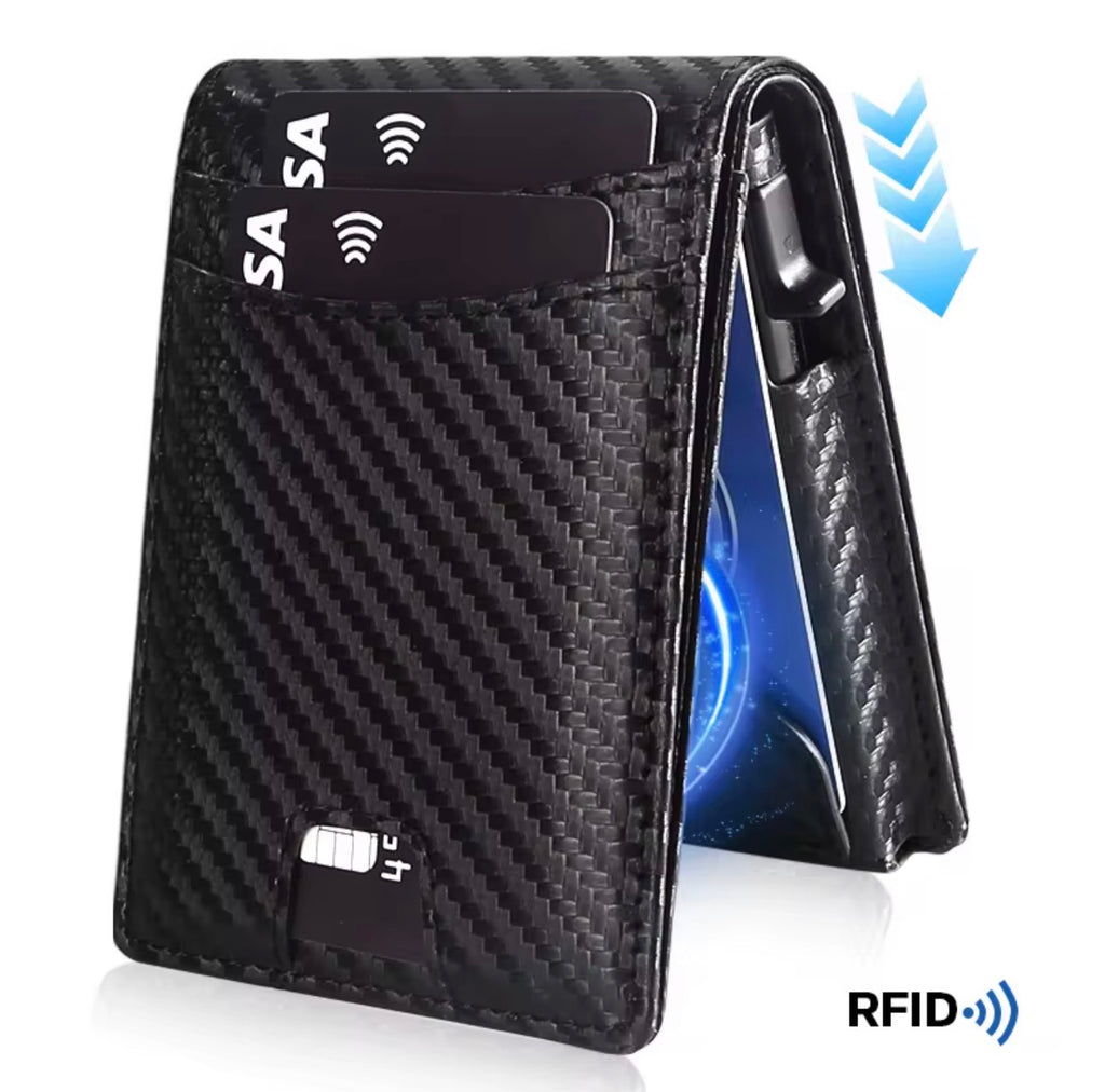 Carbon Fiber Trifold Magnetic Credit Card Wallet