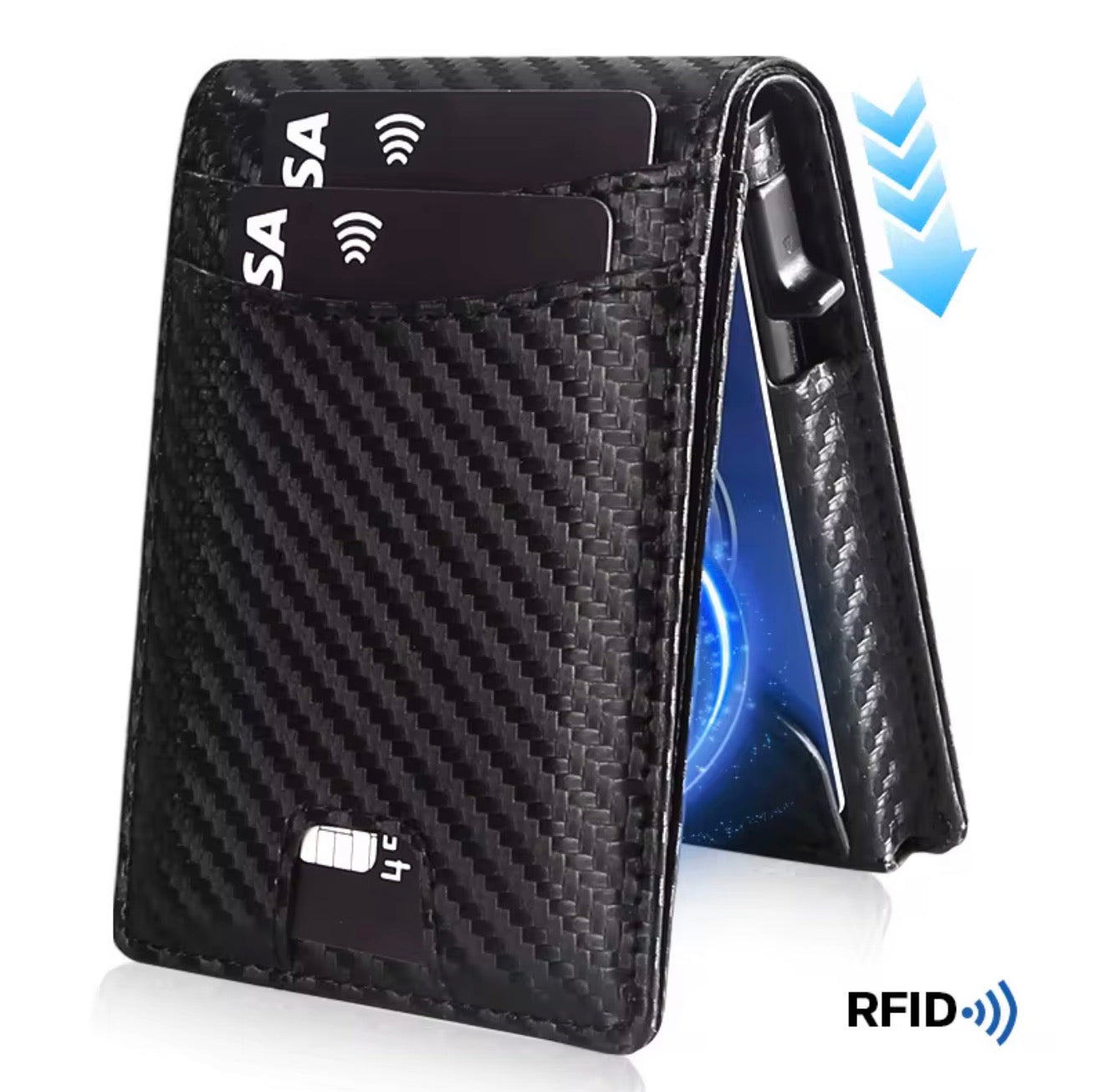 Carbon Fiber Trifold Magnetic Credit Card Wallet