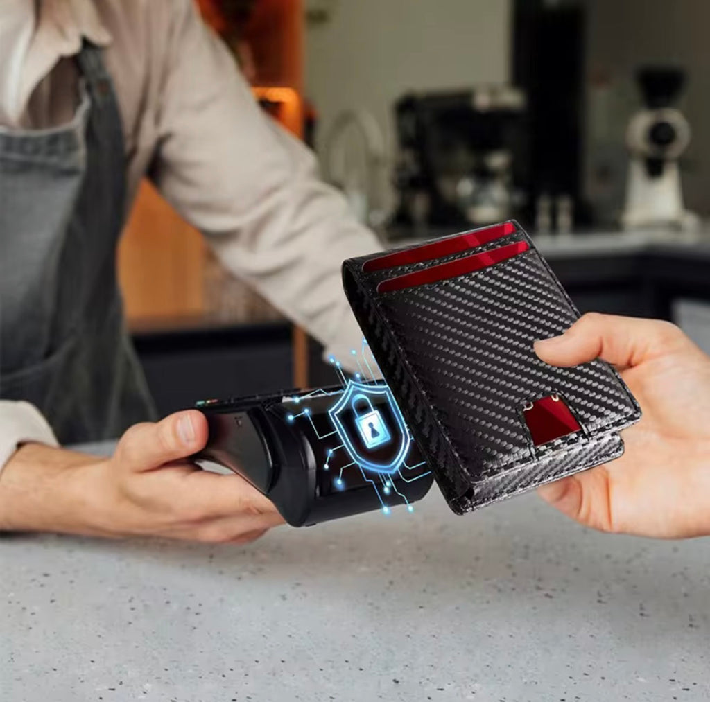 Carbon Fiber Trifold Magnetic Credit Card Wallet